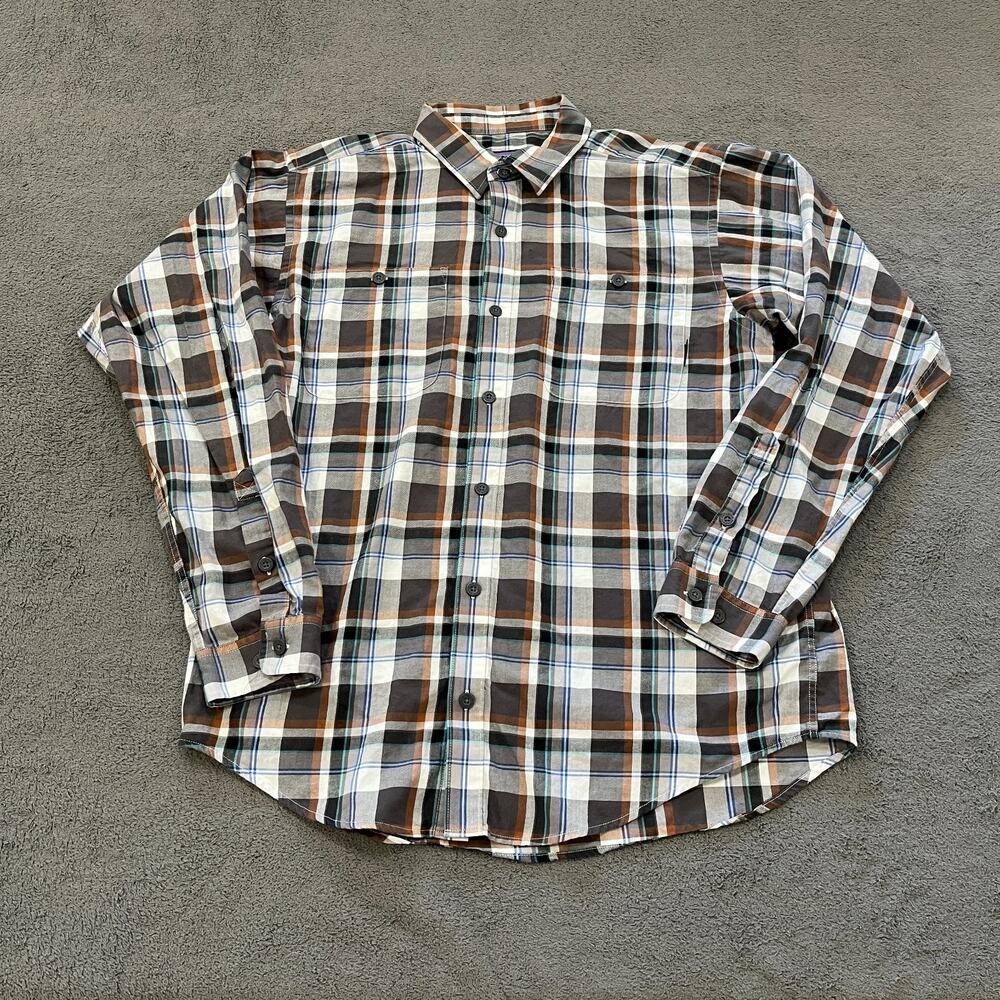 Patagonia Brown Black Plaid Long Sleeve Button Up Cotton Shirt Men's Size Medium